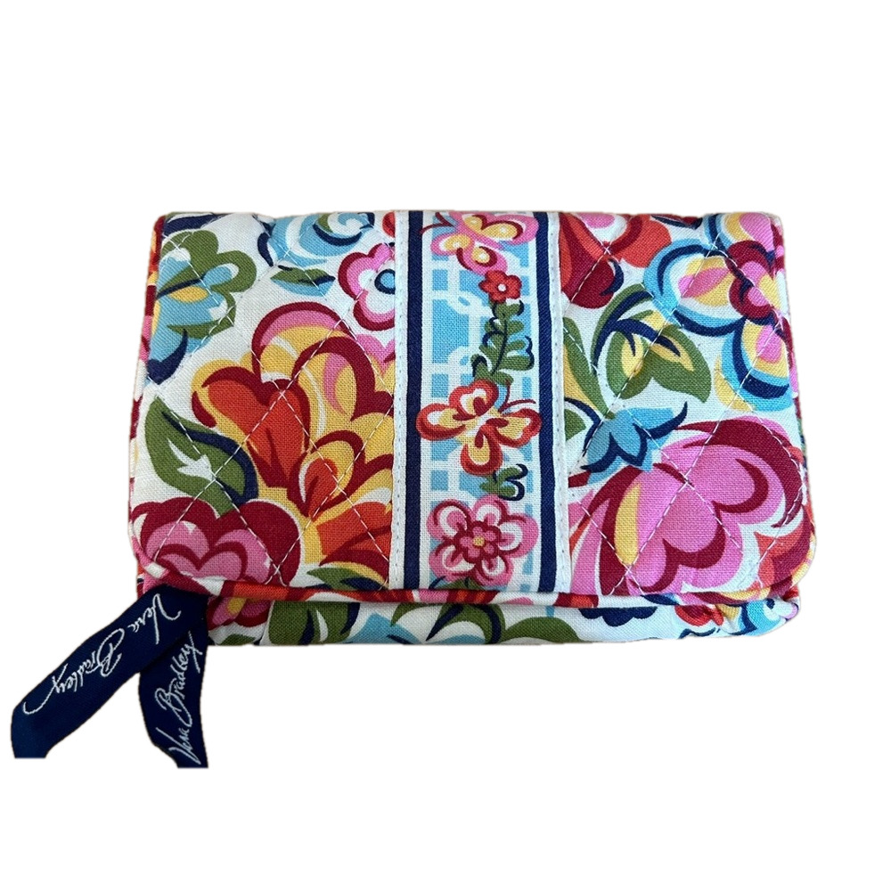 VERA BRADLEY Pink & Blue Floral Magnetic Front Close Pocket Wallet